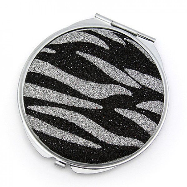 Pocket Mirror - Glitter Zebra Print - Black - MR-GM1299B